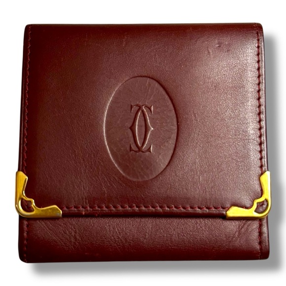 Cartier Handbags - Cartier Burgundy Leather Coin Holder